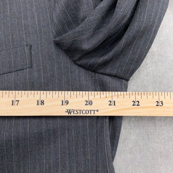 Linea Uomo Suit Men 40R 34Wx28L Gray Blue Pinstripe Super 100s Wool Classic‎ - Picture 4 of 16